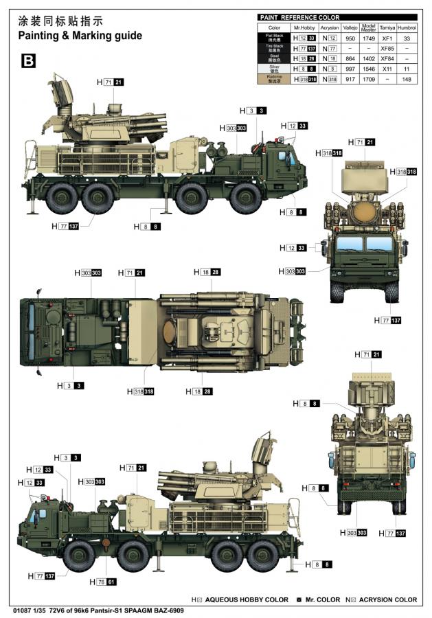 Trumpeter 1/35 72V6 of 96k6 Pantsir-S1 SPAAGM BAZ-6909