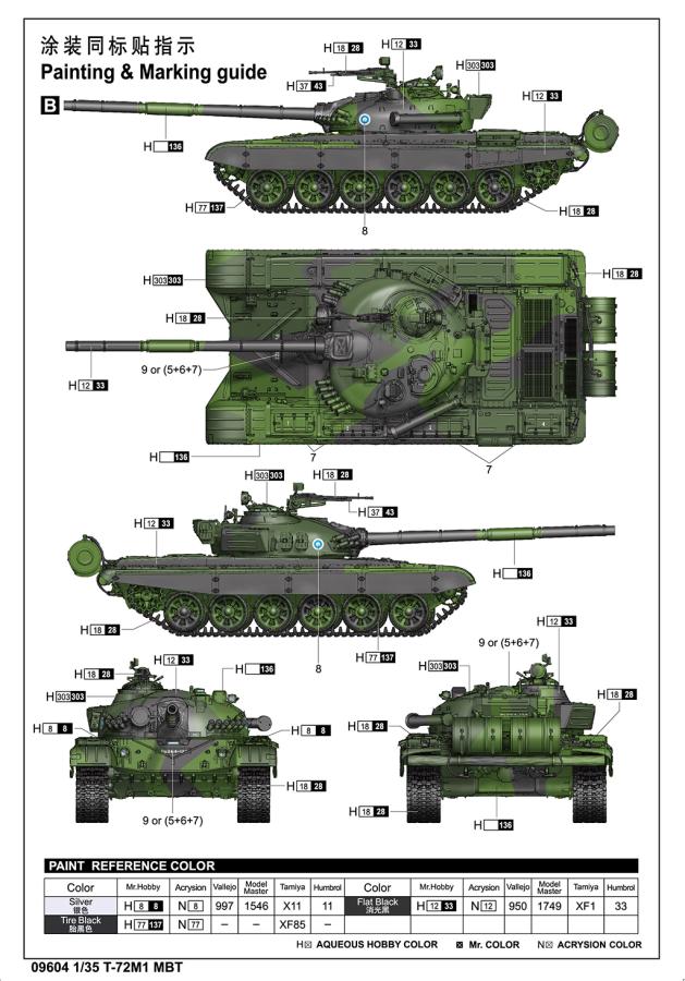 Trumpeter 1/35 T-72M1 MBT (sis. Suomi siirtokuvat)