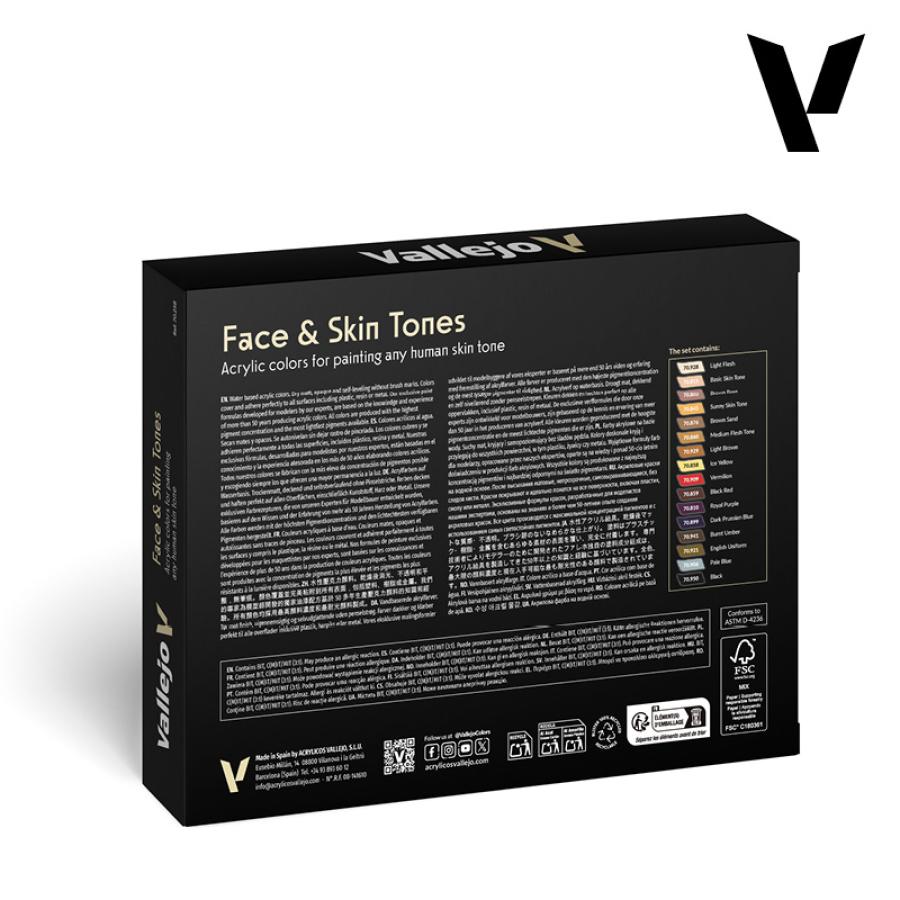 Vallejo Model Color "Face & Skin Tones" set, 16 colors