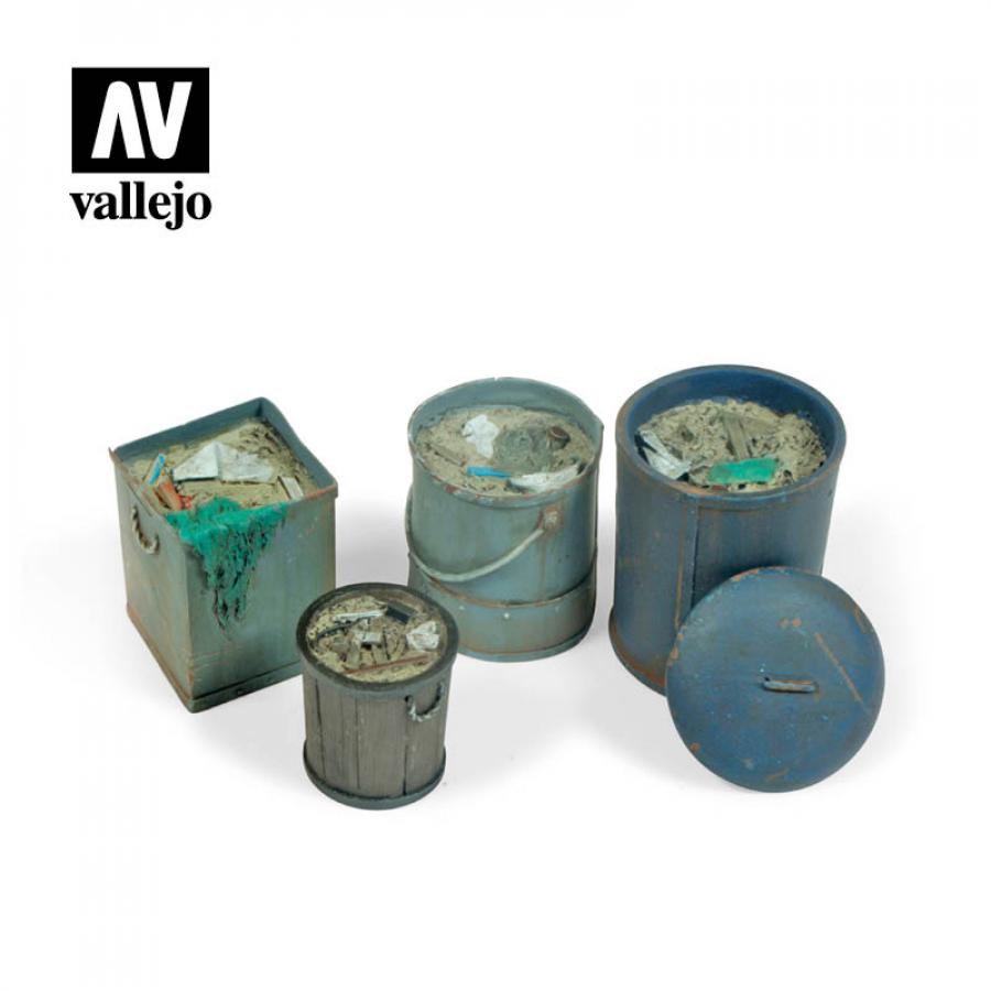 Vallejo 1/35 Assorted Garbage Bins set #2 (4 pcs)